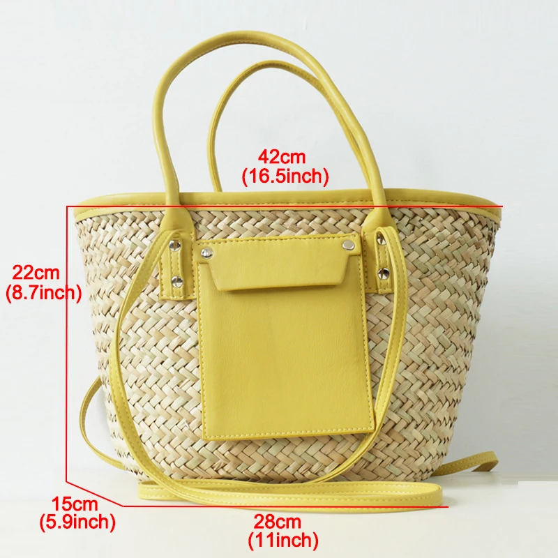 Sommer Strand Tasche Designer Wicker Woven Schulter Umhängetaschen Luxus Casual Große Kapazität Tote Rattan Frauen Große Handtaschen Purs