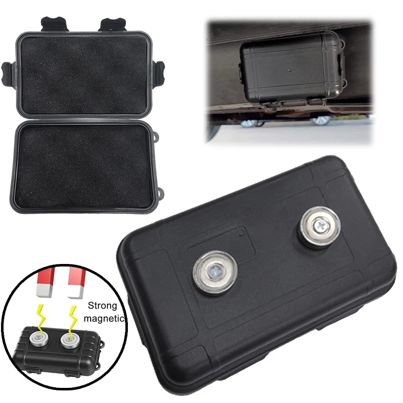 Portable Magnetic Key Hider Storage Box Waterproof and Shockproof Multi-function Under-car GPS Locator Hidden Storage Box