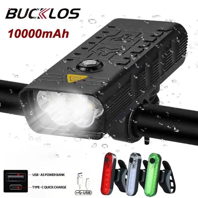 Bicycle Light 10000mAh Mountain Bike Headlight 5LED Super Bright Flashlight Waterproof Front Lights and Back Rear Lights Parts