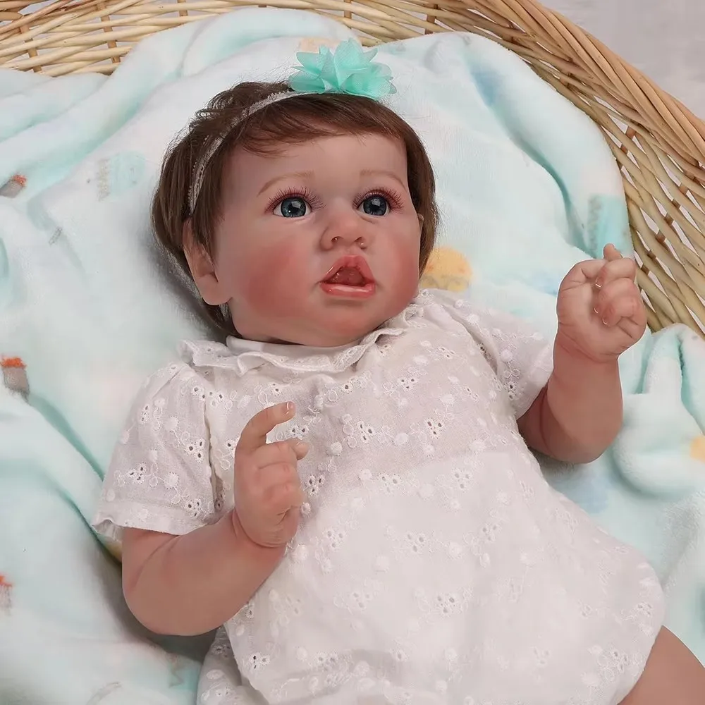 Reborn Baby Dolls Girls 55cm Full Body Soft Silicone Vinyl Hand Rooted Hair Eyes Open Realistic Newborn Doll Toy Birthday Gifts