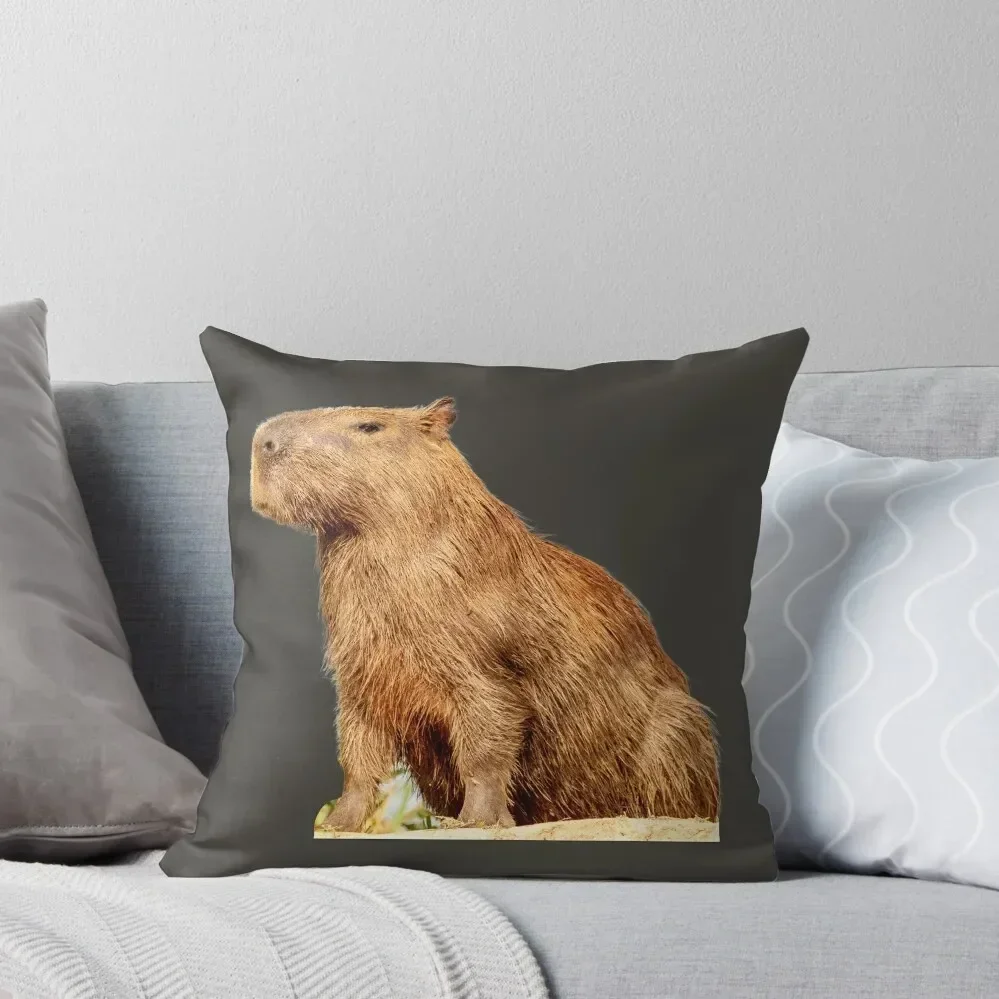 

7th Majestic Snarky Shiny Wet Single Capybara Stickers Package. Funny Capybaras For Every Capybara Lover Or Other R Throw Pillow