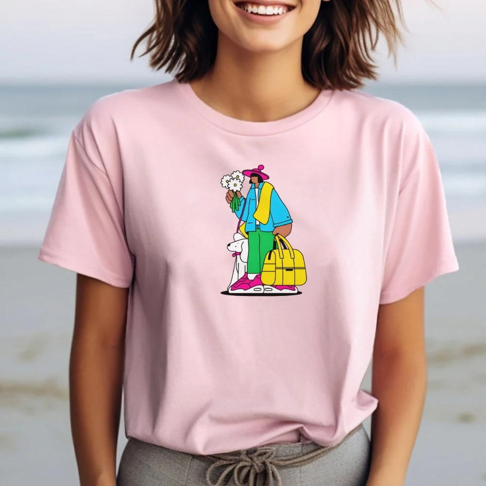 เสื้อยืดกราฟิกย้อนยุค UV-Reactive - ยิมเปลี่ยนสีสําหรับผู้หญิง Essential ศิลปะที่เปิดใช้งานด้วยแสงแดดสําหรับเส้นทาง