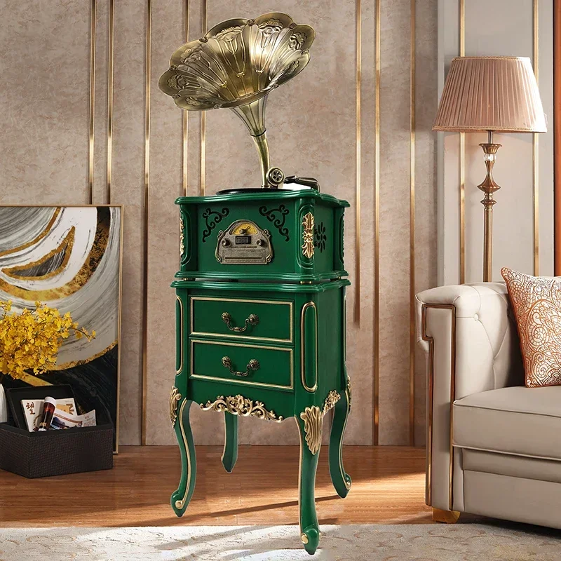 Retro Phonograph Audio Living Room European Green Gramophone Record