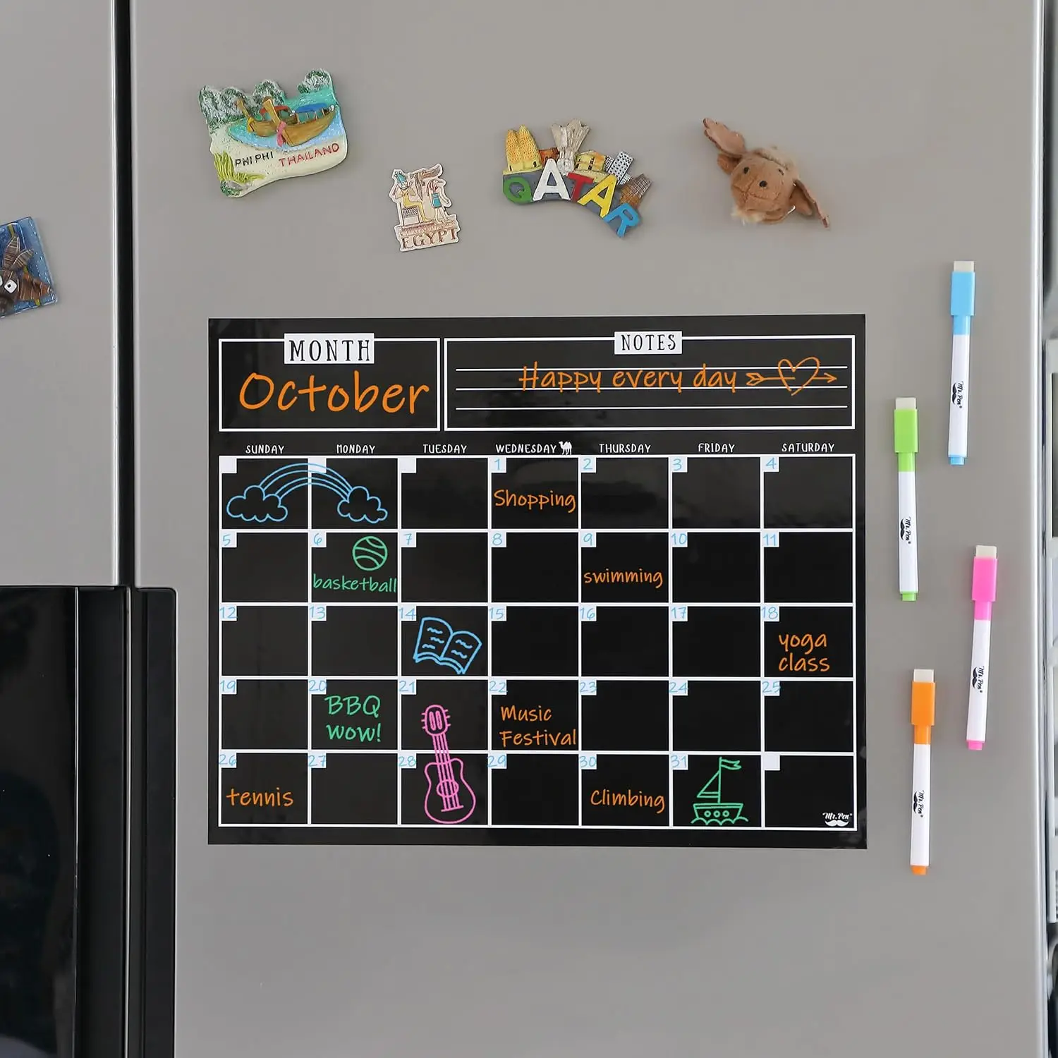 

Dry Erase Calendar for Fridge, Magnetic,Magnetic Calendar with 4 Dry Erase Markers, Magnetic Calendar for Fridge,