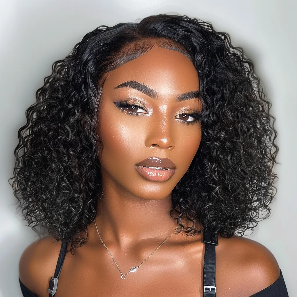 

Trueme Wear To Go Short Curly Bob Wig Human Hair Wigs For Women Ombre Brown Glueless Brazilian Water Wave Human Hair Lace Wig