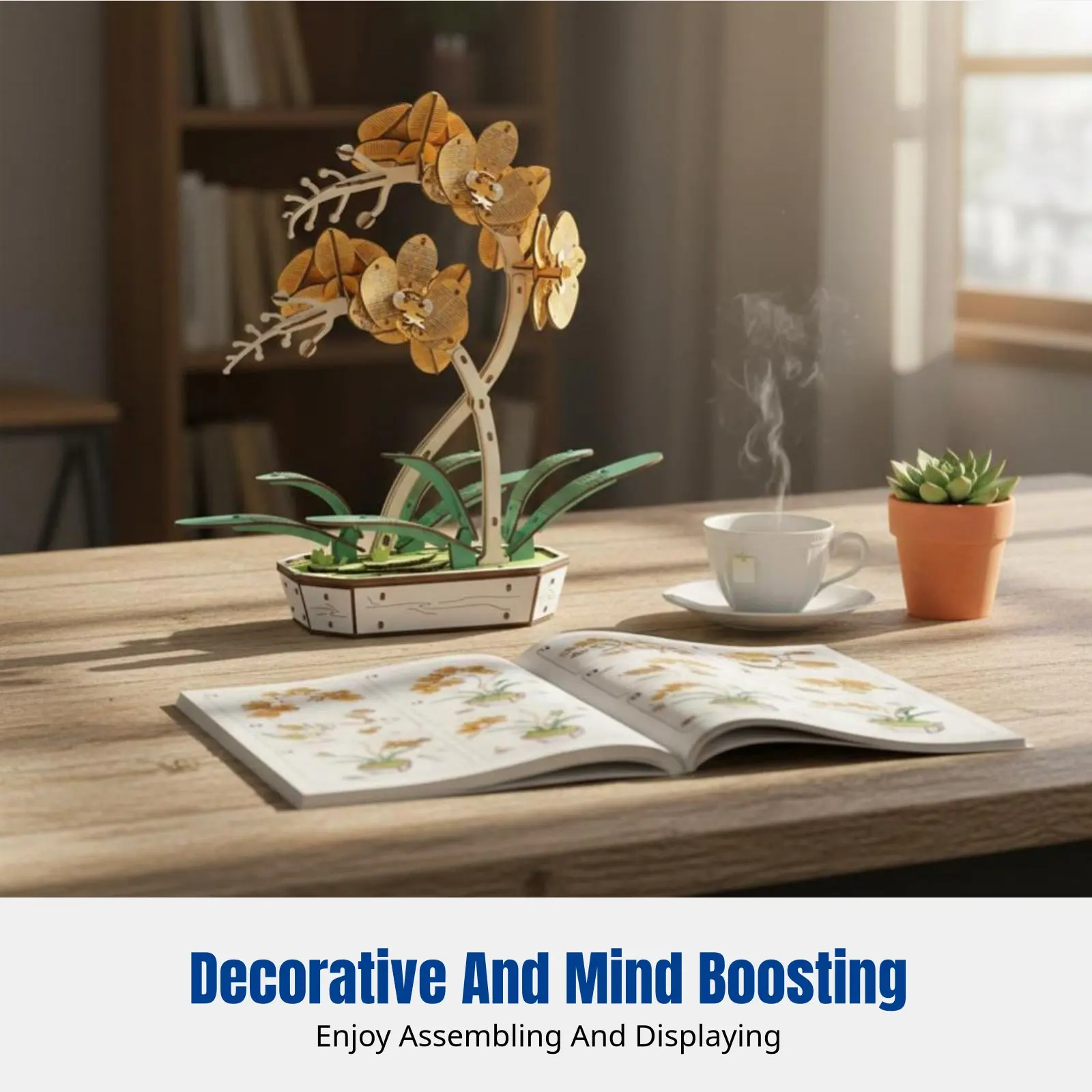 

Wooden 3D Flower Assembly Set, DIY Craft, Home Decor, Educational Building Toy