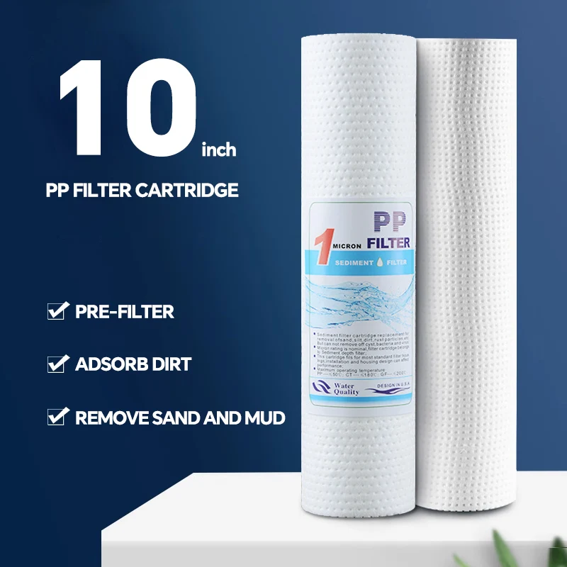

10-дюймовый (254 мм) универсальный полипропиленовый картридж для осадочного фильтра, пищевой полипропилен для систем воды RO