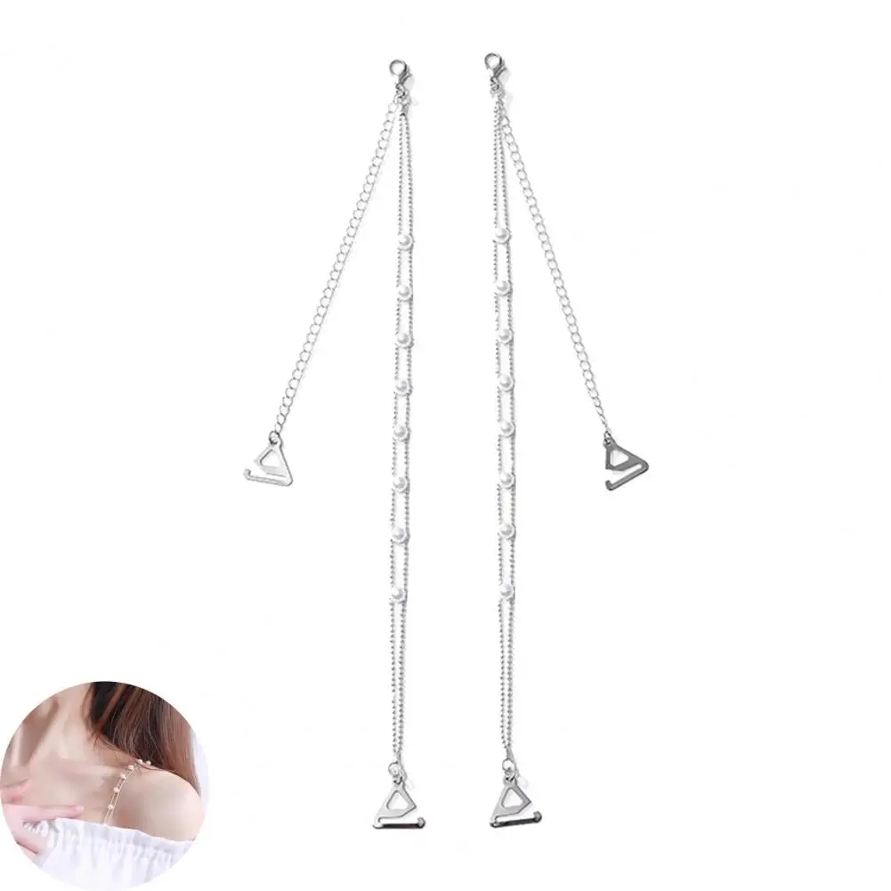 

Women Stylish Sling Faux Pearl Sling 2pcs Faux Pearl Bra Straps Elegant Non-slip Shoulder Chains Fashionable Beach for Women