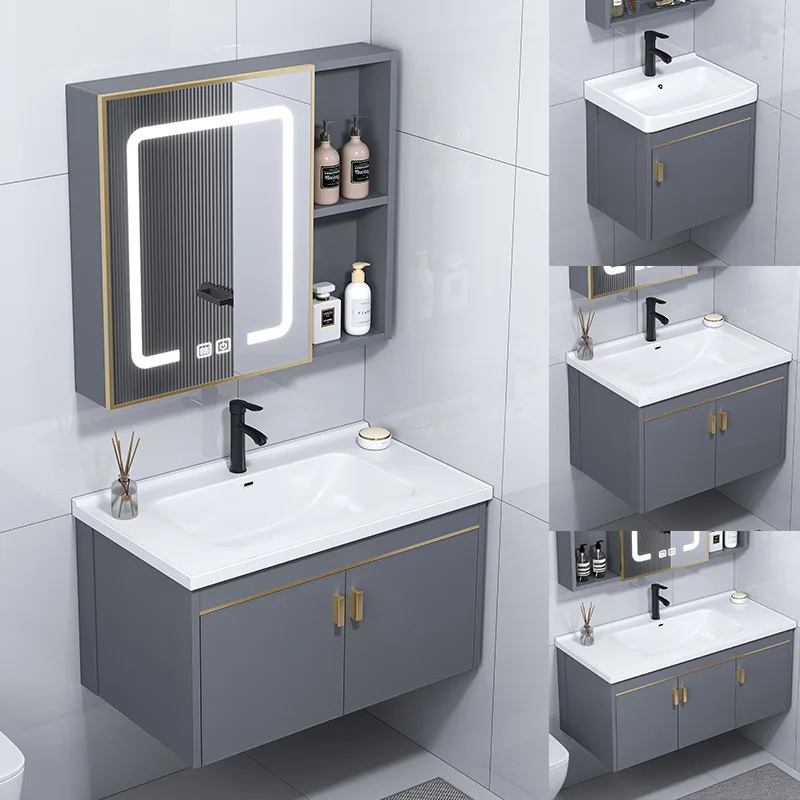 

Wall-mounted bathroom cabinet combination bathroom ceramic wash basin household small apartment washbasin household wash