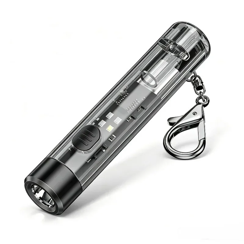Smiling Shark  Multifunctional Keychain Flashlight USB Rechargeable LED Waterproof Torch Warning Light Portable TIP-0020