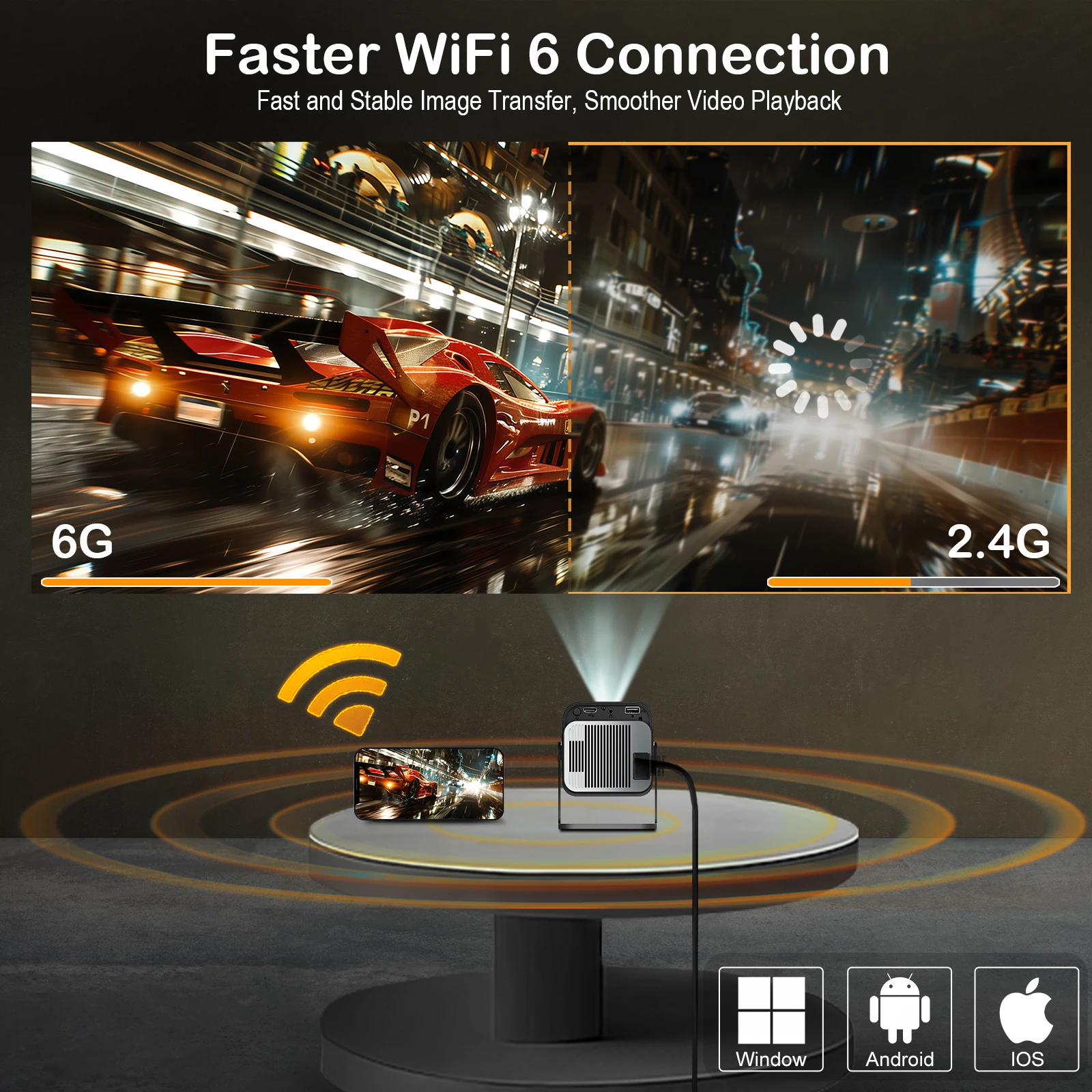 Projetor wooponker hy320 mini nativo 720p 4k android11 300ansi wifi6 bt5.0 voz remota cinema em casa projetor portátil ao ar livre