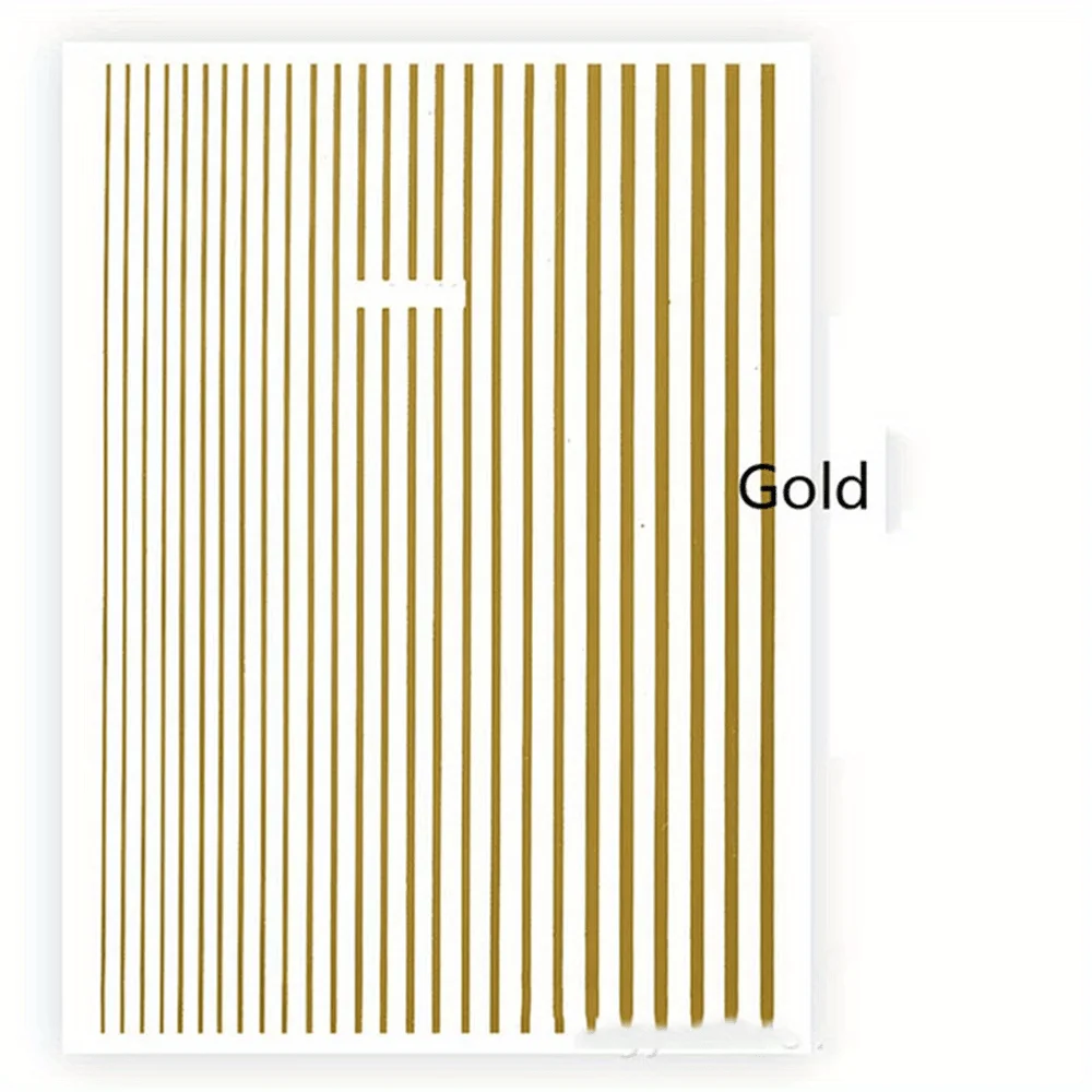 1pc 3D Nail Art Slider Golden/Argento Line Stripe Nail Art Stickers, Autoadesive Stirp Nail Art Decalcomanie per la decorazione di nail art