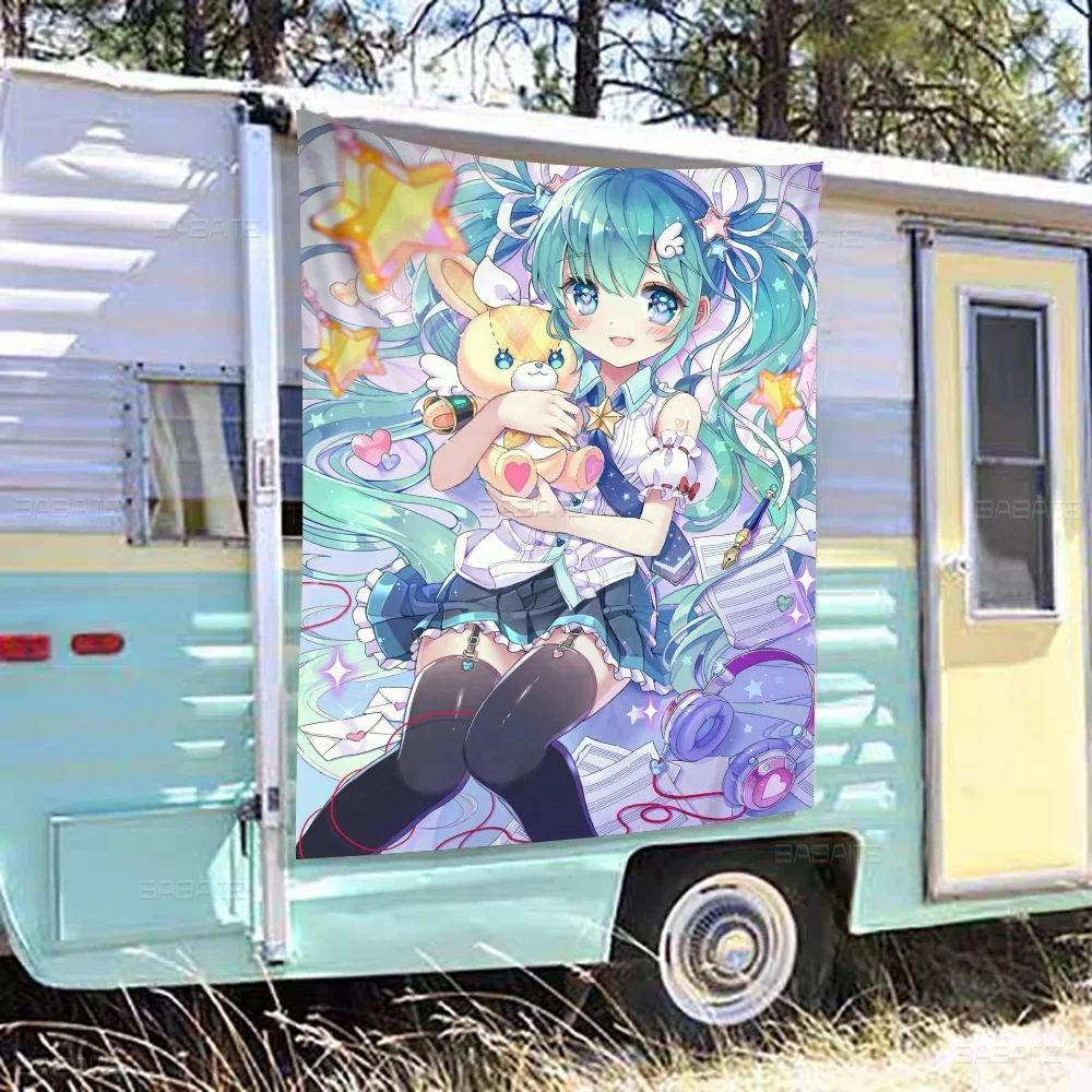 أنيمي H-Hatsunes-M-Miku الفتيات الكرتون العلم الجدار الشنق راية الديكور ديكور المنزل المنزلي