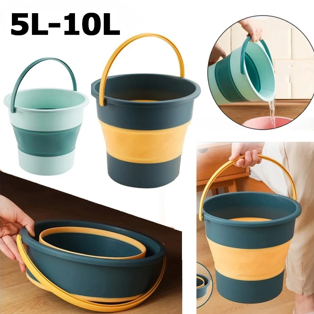 3/10L Folding Water Bucket Silicone Bucket Home Bathroom Large Laundry Basket Clothes Storage Bucket Fishing Camping Supplies