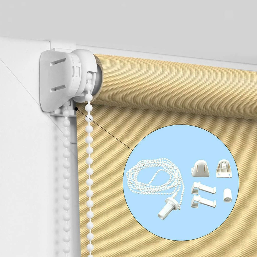 Kit de accesorios para persianas enrollables de 17mm, soportes de embrague para sombra enrollable, fijaciones de cadena de cuentas de 1M, piezas de repuesto, accesorios para cortinas blancas