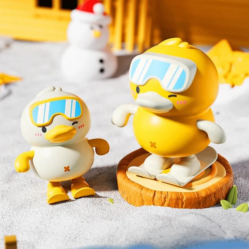 

2pcs New Cartoon Ski Duck Wind-up Toy Funny Wobbling Jumping Duck Desktop Fidget Companion Collectible Toddler Kids Toys Gift