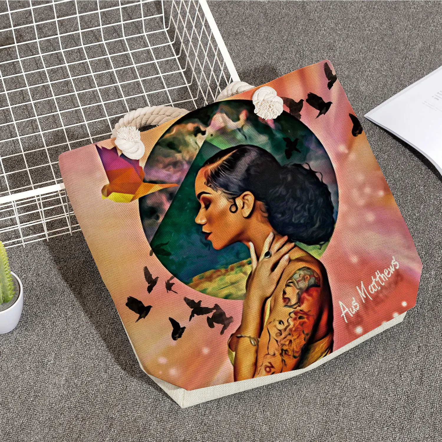 Foldable African Girl Painting Handbags Eco Reusable Shopping Bag Women Shoulder Bags Groceries Totes Casual Travel Beach Bag