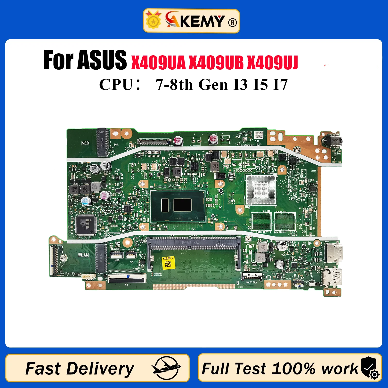 

Материнская плата для ноутбука X409UA ASUS VivoBook X409U A409U A509U F409U F509U X409UA X409UB X409UJ, материнская плата I3 I5 I7, тест процессора ОК
