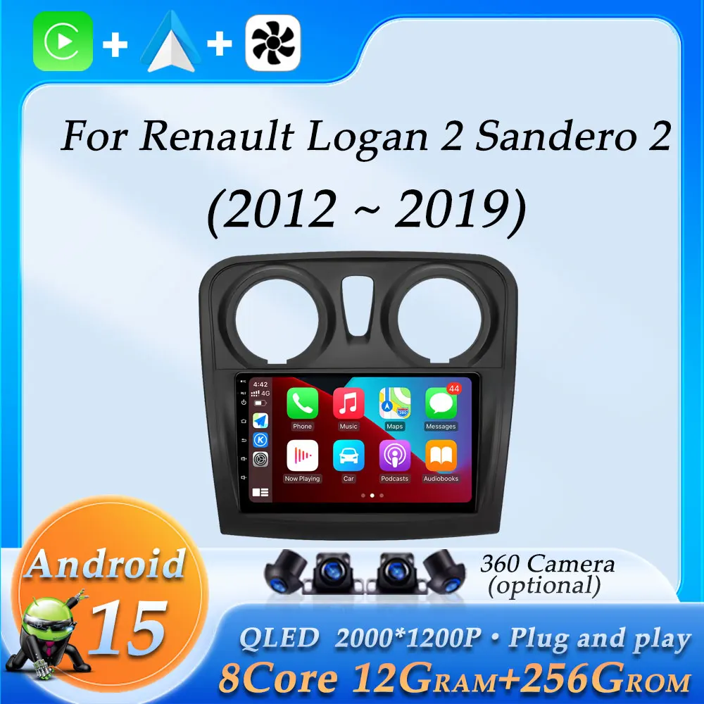 

Wireless CarPlay for Renault Logan 2 Sandero 2 2012 - 2019 Car Radio Multimedia Player DSP Stereo Split Screen GPS Navigation BT