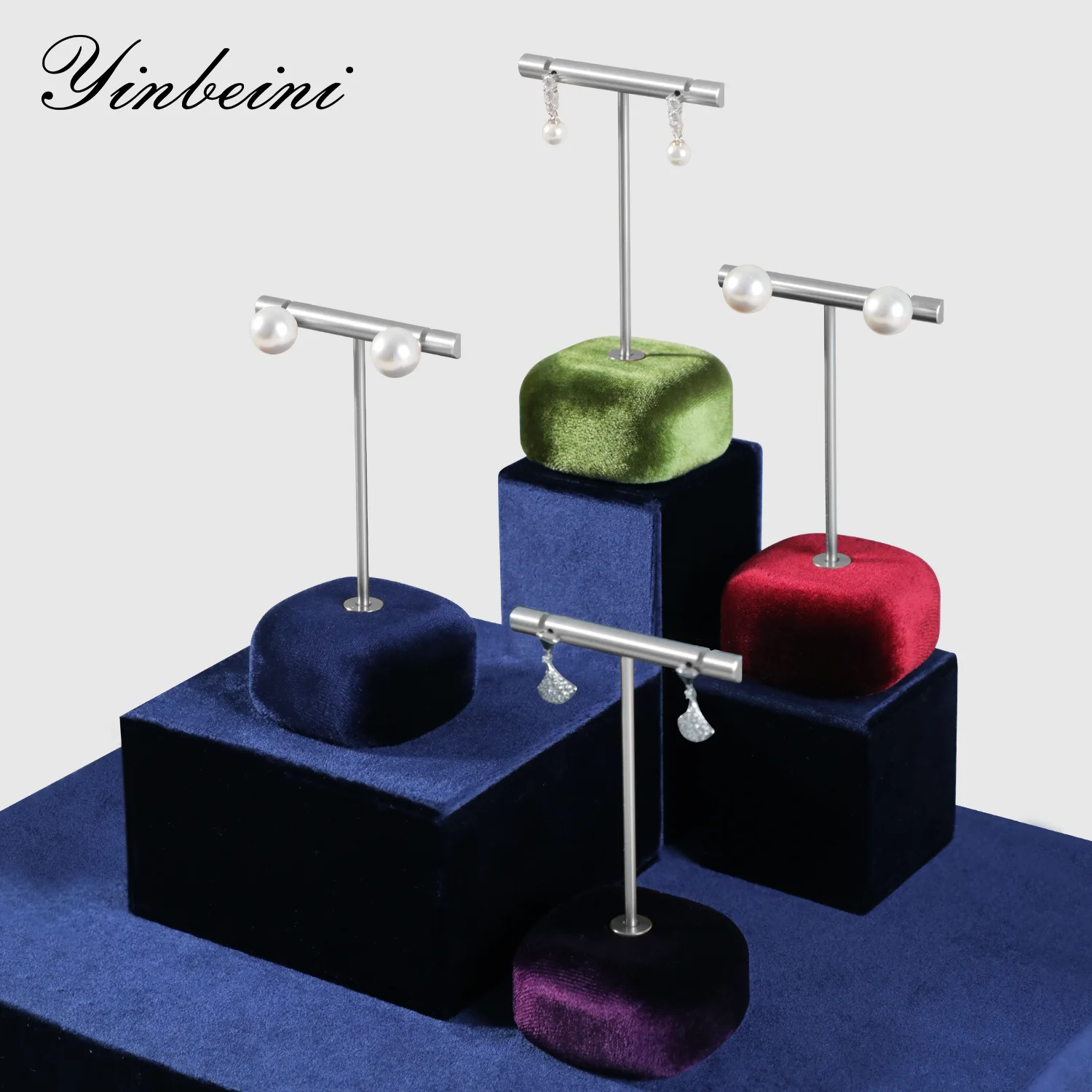 

Yinbeini Velvet Earrings Ear Stud Display Stand Ring Storage Stand Jewelry Display Stand TB011