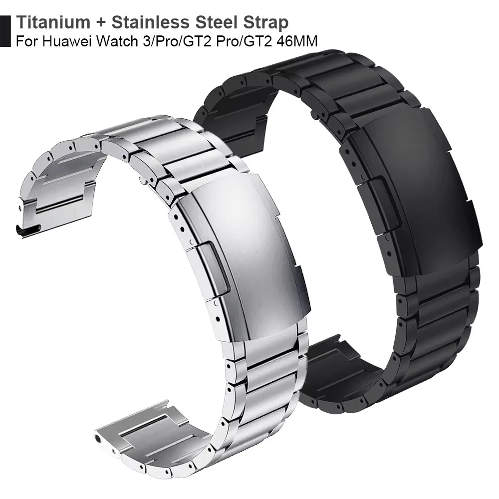 

Titanium Strap+ Steel Clasp Bracelet For Huawei Watch 3 Band GT 2 Pro GT2 Watchband For HONOR MagicWatch2 46mm GS Pro Wristband