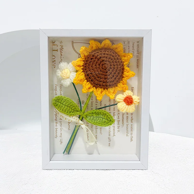 

Sunflower Rose Hand Woven Bouquet Creative Wool Knitting Flower Sunflower Decorations Teachers Day Mother S Day Birthday Gift