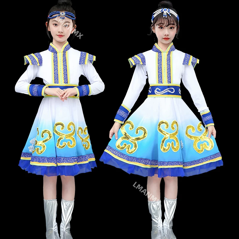 Children's Mongolian clothing, grassland Mongolian clothing, performance clothing, dress set