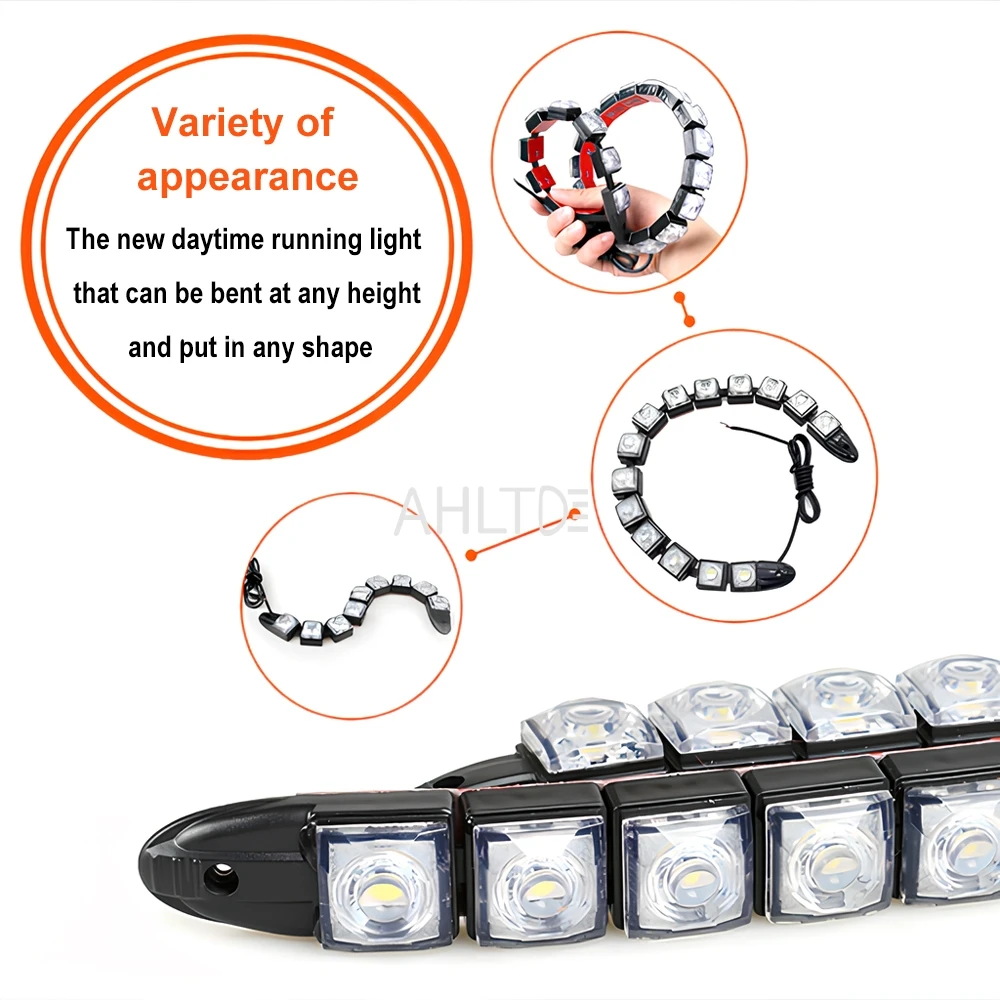 1X 6/9/10/12/16/20 Led Auto Flexible DayLight COB Driving Daytime Running Fog Lamp 12V Waterproof Bulb Car Styling LED Headlight - Image 6