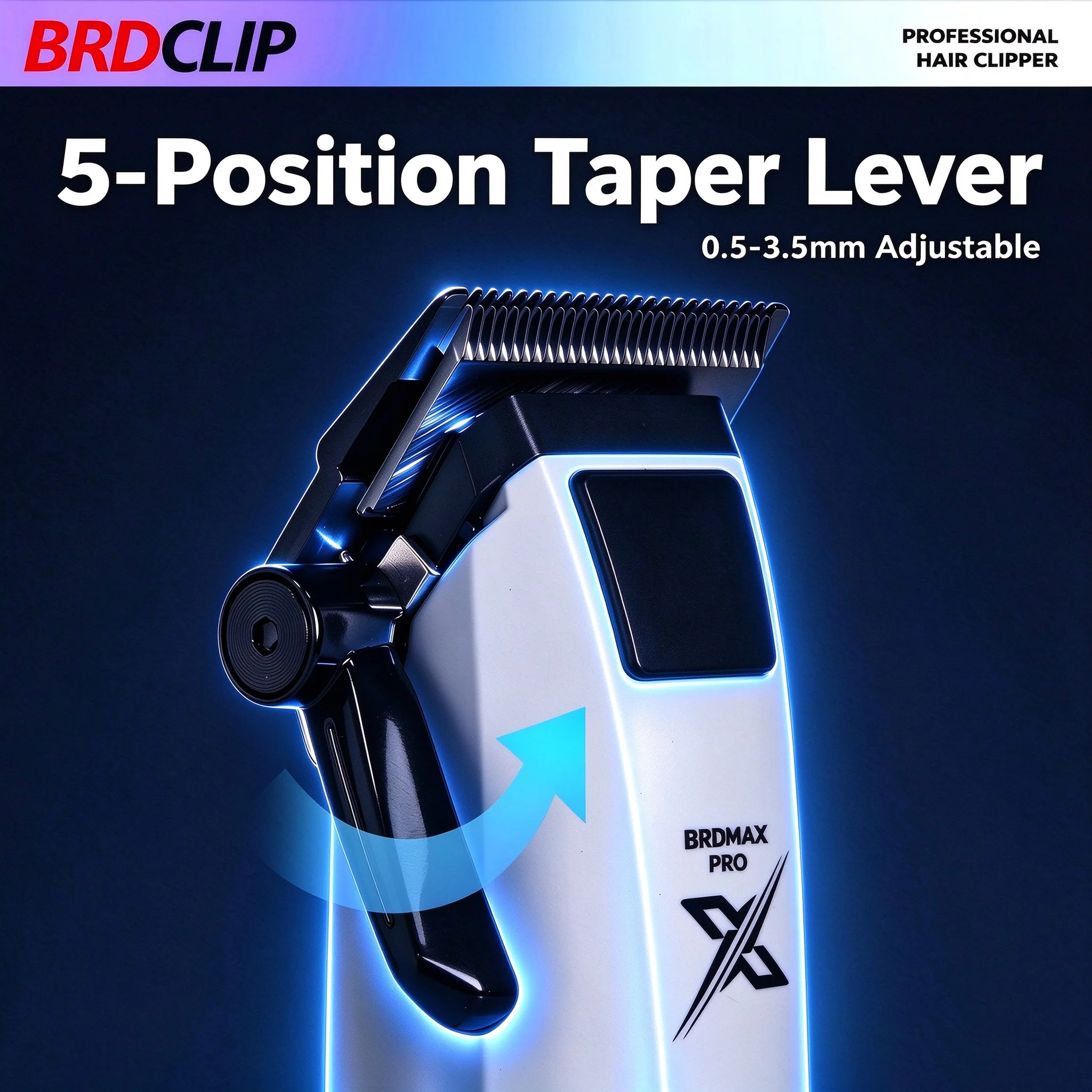 BRDCLIP Weißer Profi-Haarschneider für Friseursalons, 8000 U/min, Geräuscharme Keramikklinge, Herren-Haarschneidemaschine – Detail 5