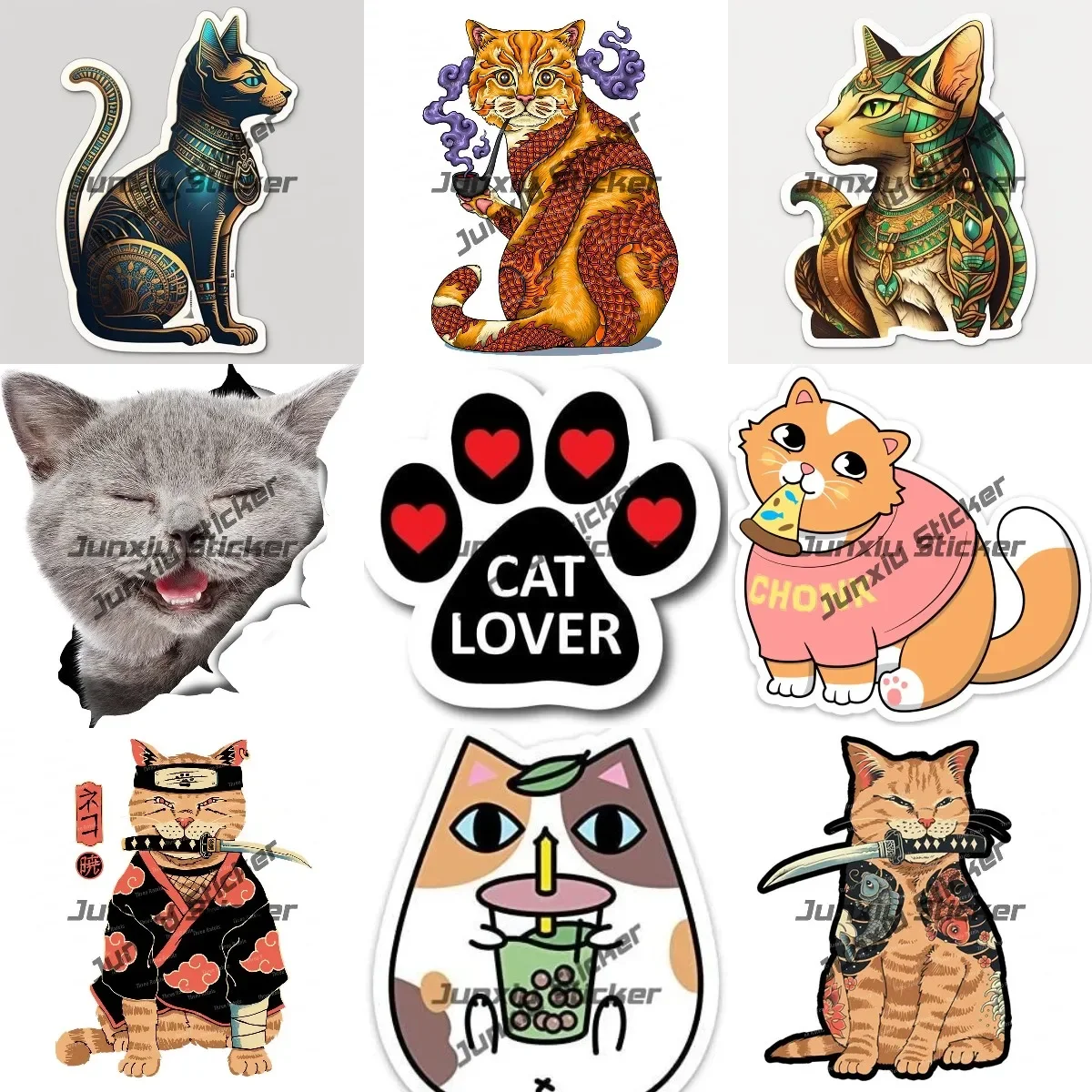 Me Up Cat Lover Pawprint Paw Print Decal tickeroonie Fat Cat CHONK Funny Stickers Cute Cat Vinyl Stickers Japan-Samurai Cat