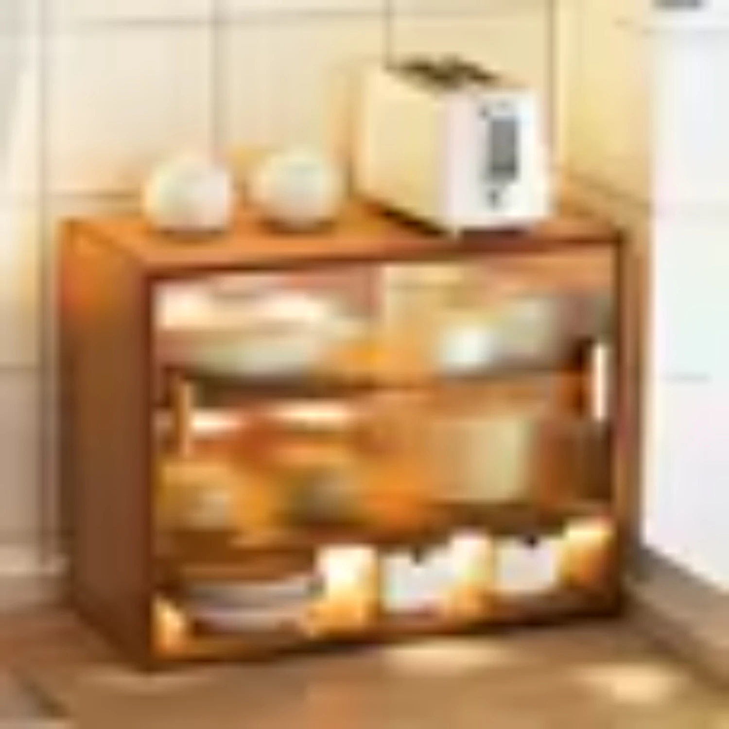 

New Kitchen Shelf Organizer Cabinet Cabinet Multilayer Floor Pots And Pans Dish Plate Spice Supplies Cupboard Cabinet