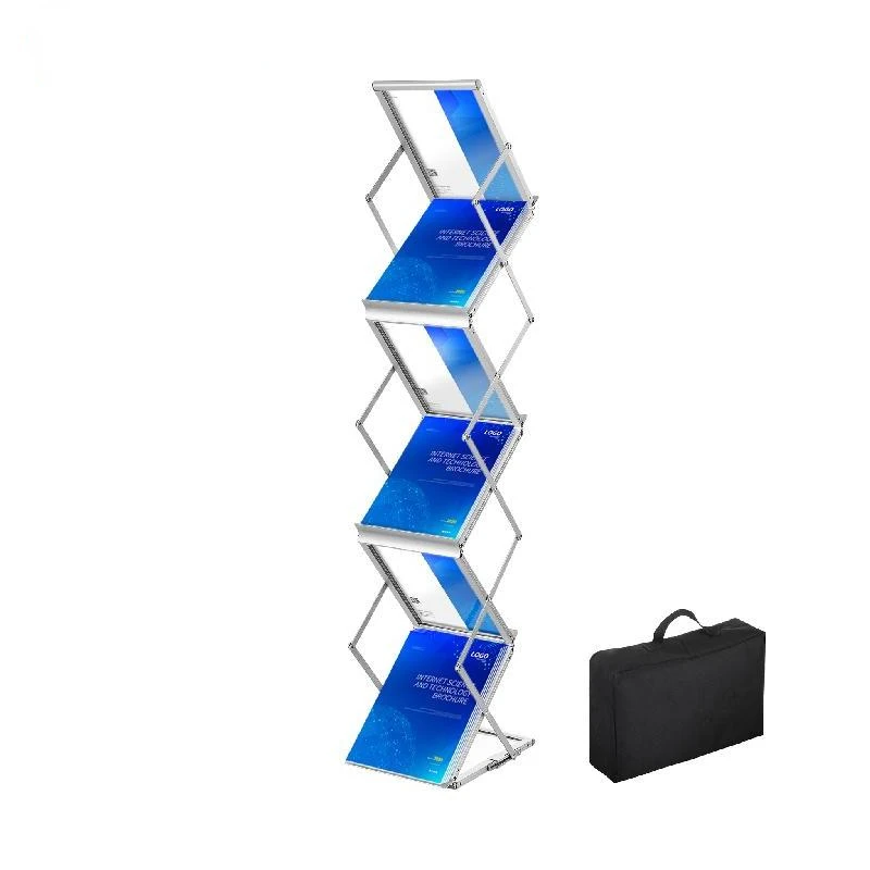 6 Pockets Pop up Lightweight Catalog Holder Stand for Hotel Exhibition Office Store Aluminum Magazine Rack