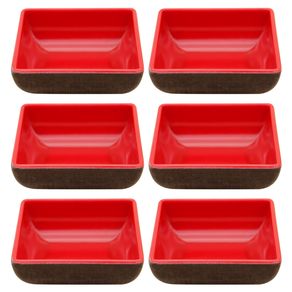 6 Pcs Vinegar Dish Sauce Plate Dipping Holder Tableware Flavor Seasoning Red Relish Soy Bowls