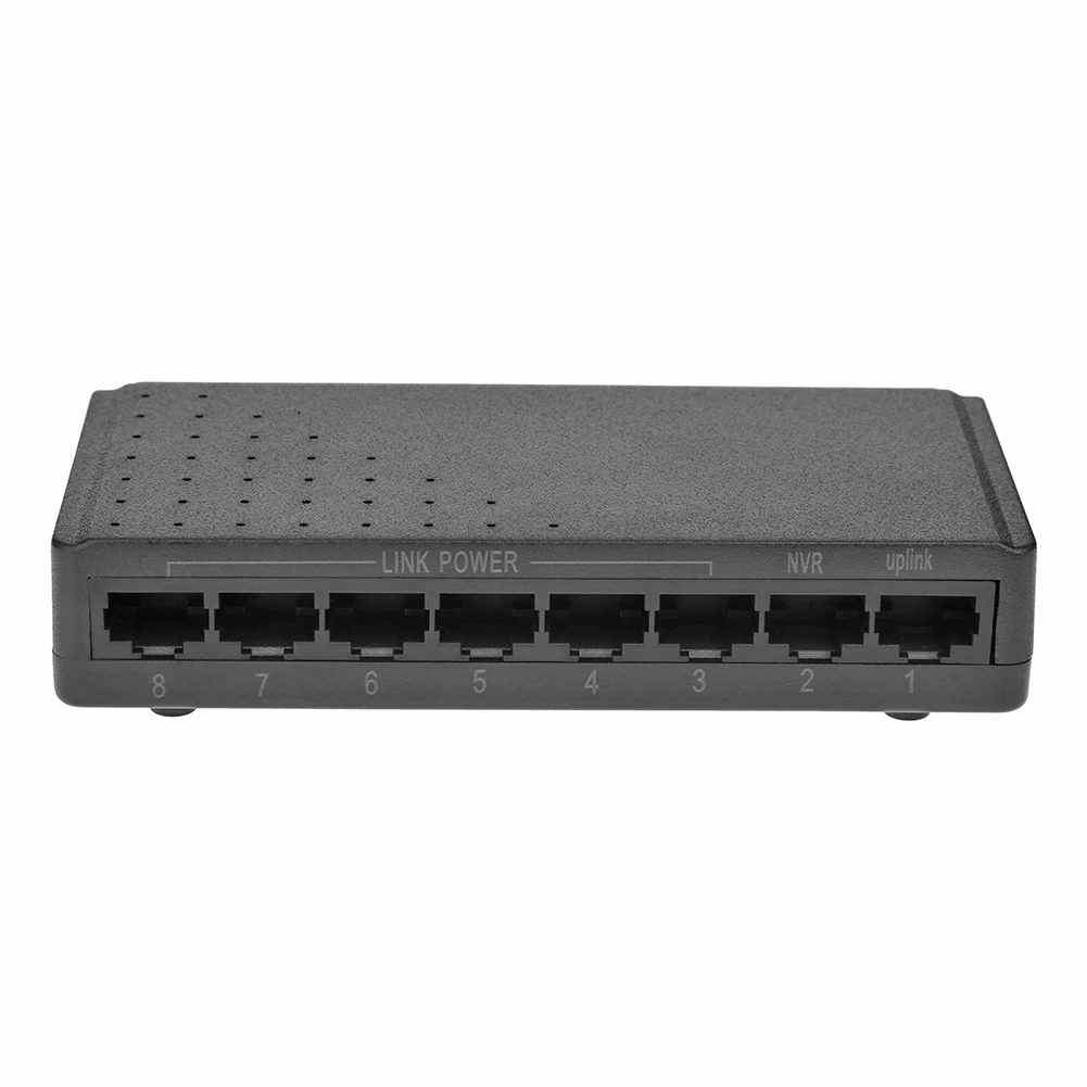 Iniettore switch POE 8 porte 6 + 2 Power over RJ45 Ethernet senza adattatore di alimentazione Sistema di rete familiare 10/100M per fotocamere