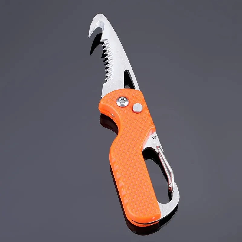 1PCS Orange Portable Multifunctional Express Parcel Knife Keychain Serrated Hook Carry On Unpacking Box Opener