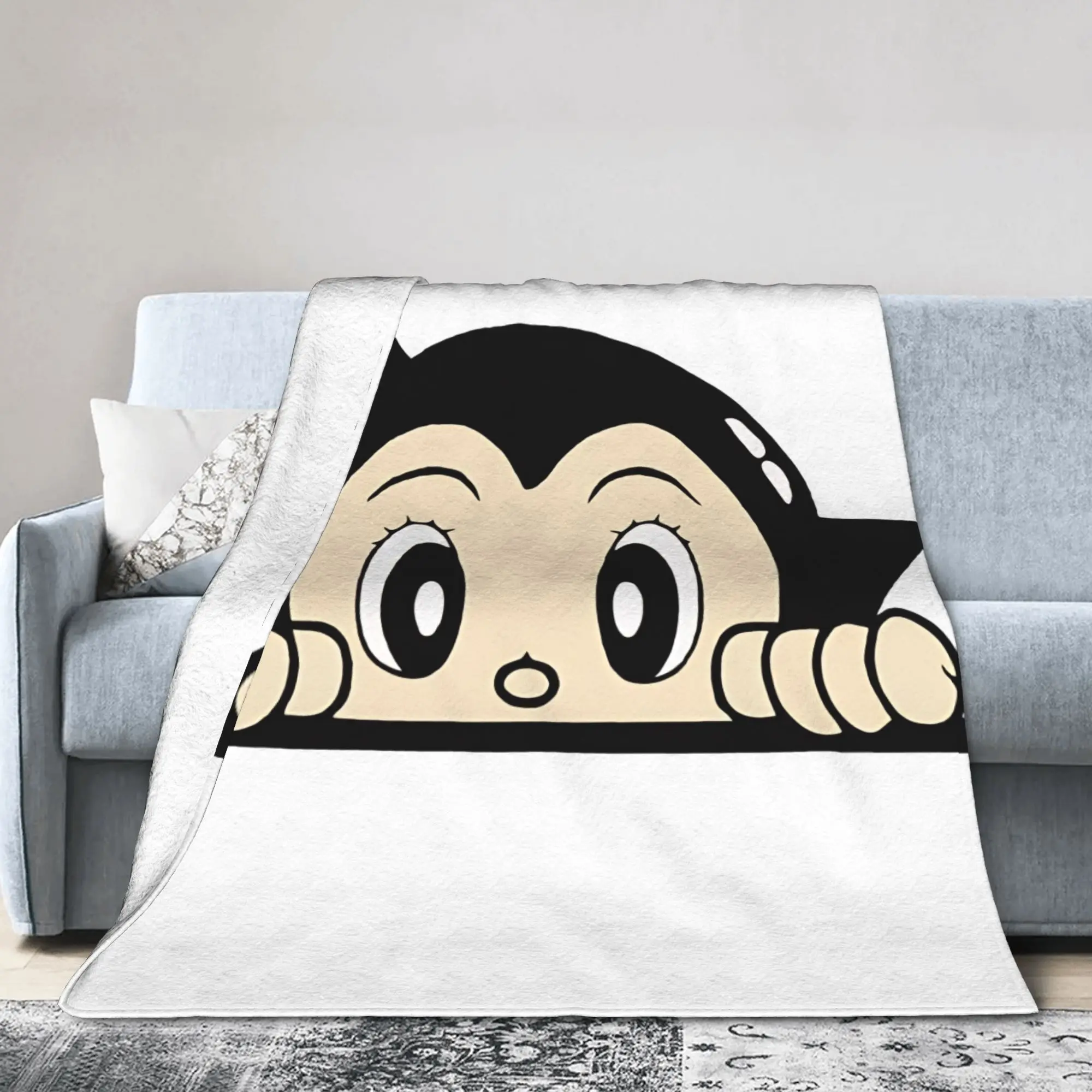 Astro Boy Peeker Anime Flannel Throw Blanket Astroboy Blankets for Home Car Super Soft Plush Thin Quilt