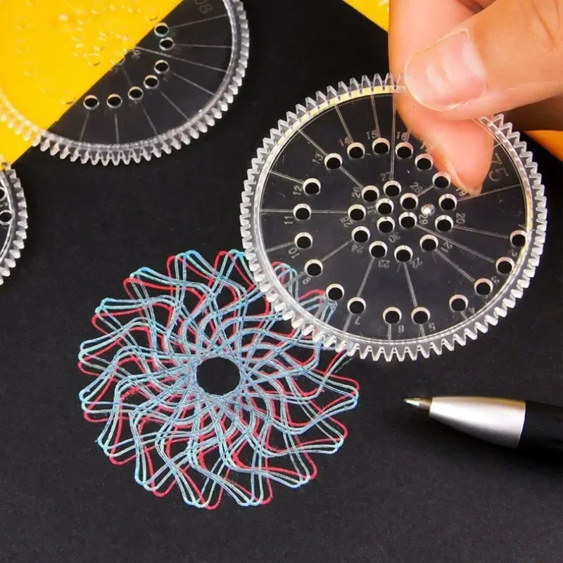 New 22pcs Clear Spirograph Drawing Toy Set DIY Creative Design Geometric Drawing Interlocking Gears Wheels Ruler Kids Art Craft