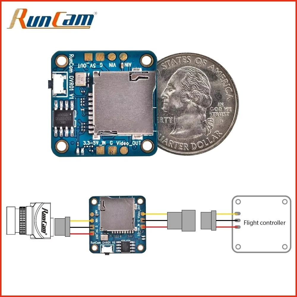 

Runcam Run Cam 3.3-5V Mini FPV DVR 25*25mm For FPV Racing Drone Quadcopter Parts