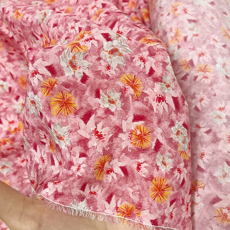 Redraspberry 136cm 72g 12momme Silk crepe de chine foundation small floralfabrics clothes Garment sewing materials Free shipping