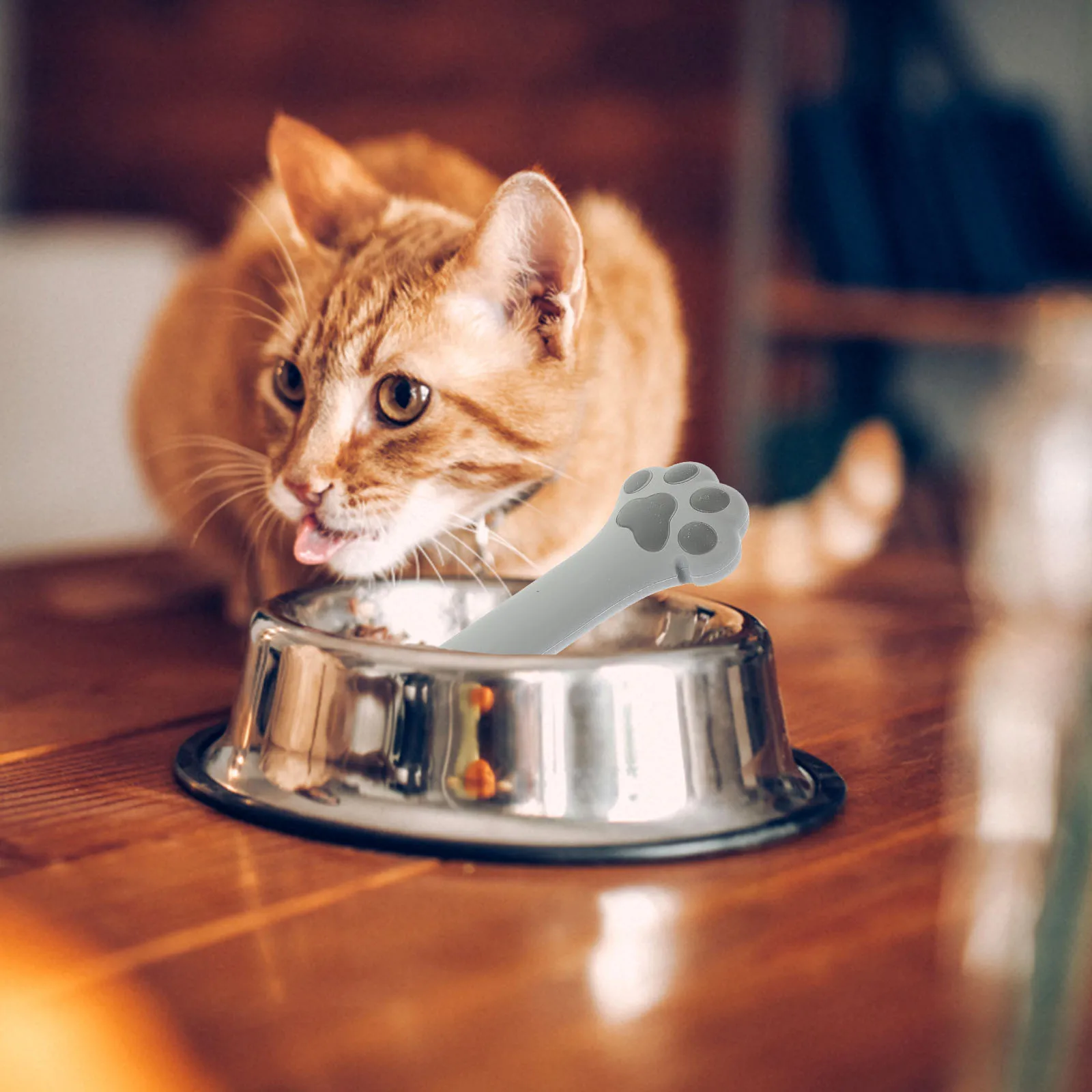 

Pet Food Can Spoon Silicone Coated Handle Easy Grip Manual Opener for Wet Food Jars Convenient Feeding and Mixing Tool