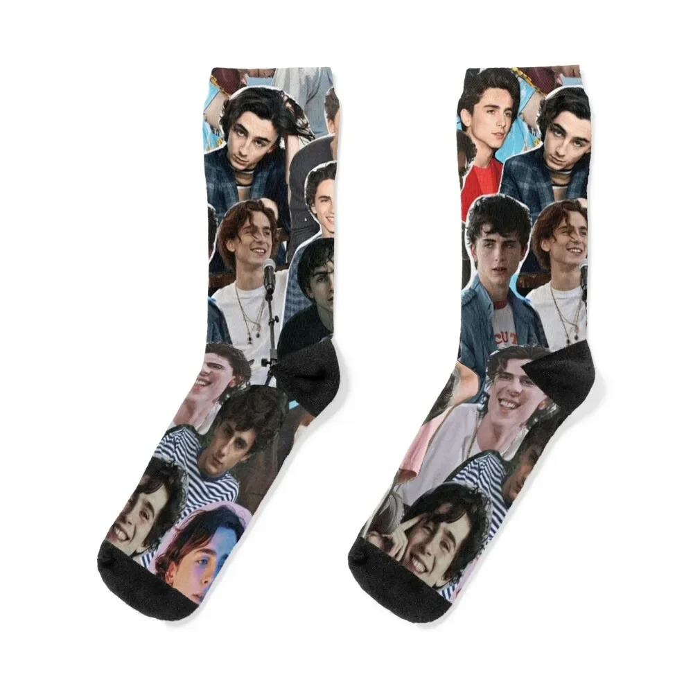 Collage Saint Timothee Chalamet Socks cartoon basketball japanese fashion cute Girl'S Socks Men's