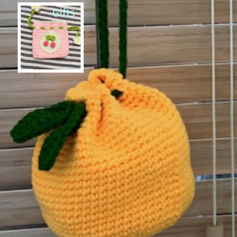 10pcs/Handwoven Fruit Pattern Card Bag Zero Wallet Cartoon Pattern Bluetooth Bag Key Bag Wholesale Price