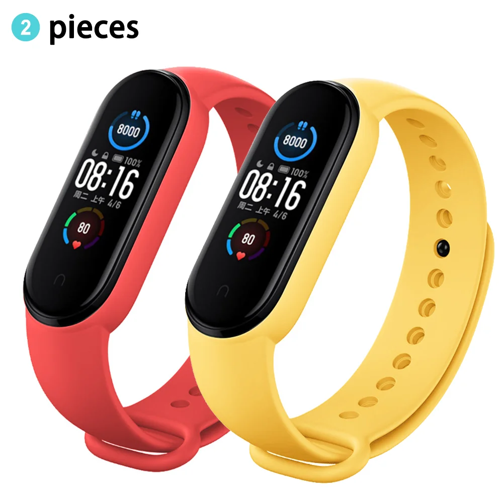 Силиконовый спортивный ремешок для часов для браслета Xiaomi Mi Band 7, 2 шт., Miband 5 6 NFC, сменный ремешок Pulse Correa Mi Band 8 7 6 3 4 5