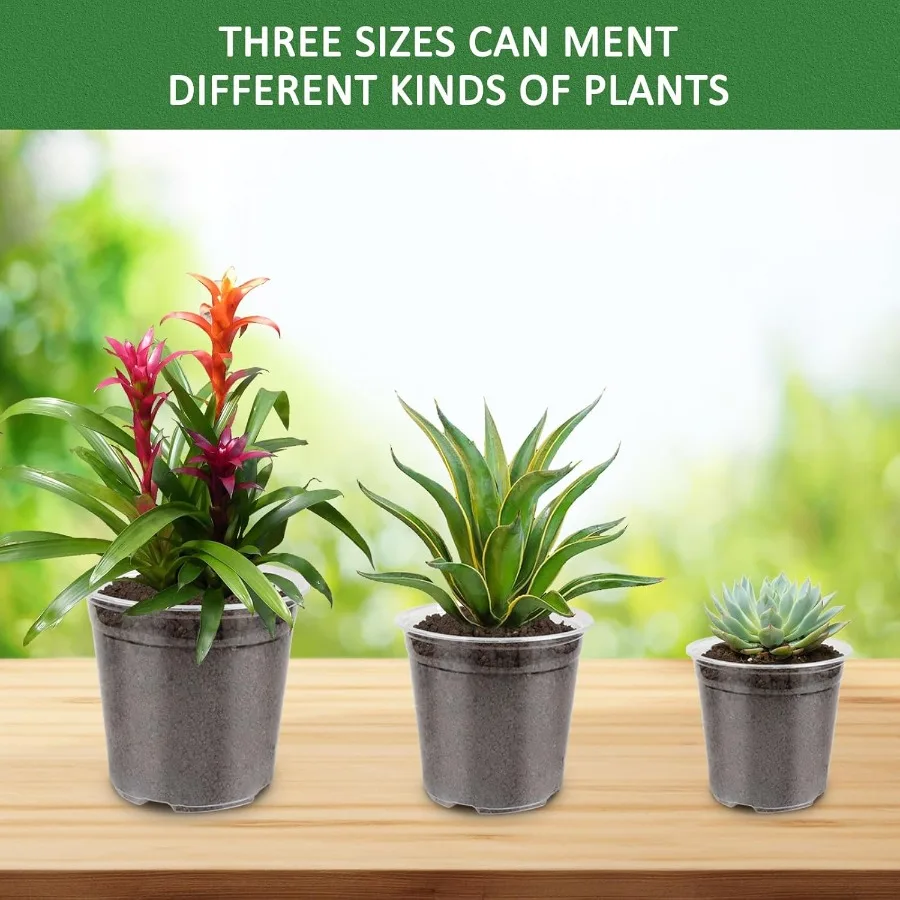 24 عبوة من أوعية الحضانة 5 4 3.5 بوصة أوعية الحضانة الشفافة مع فتحة تصريف وعاء زهور الحديقة المتين حزمة متنوعة من البلاستيك ible Cle #6