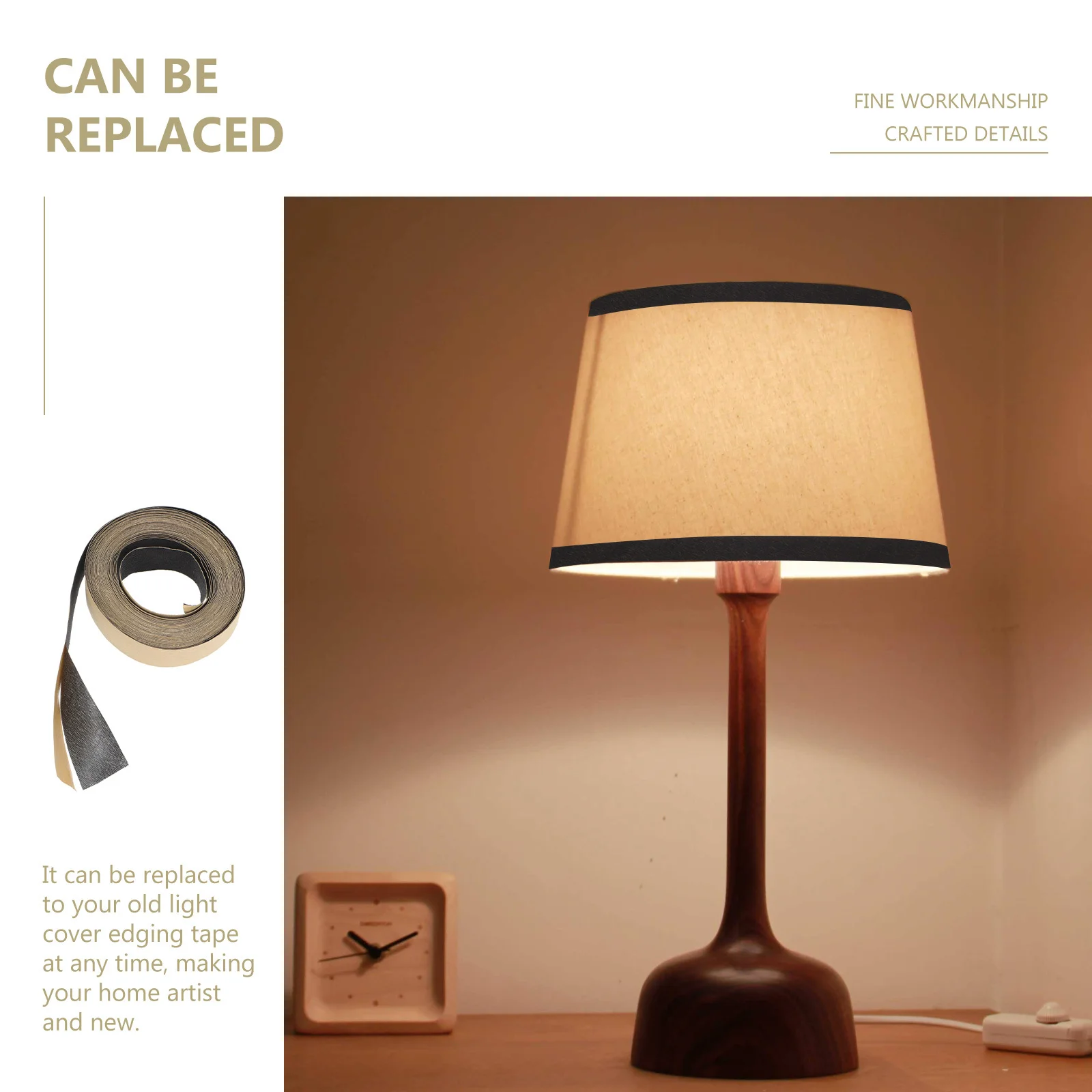 

Self-Adhesive Lampshade Edging Strip Premium Cloth Material Easy Install Detach Home Light Shade Edging Tape Accessory