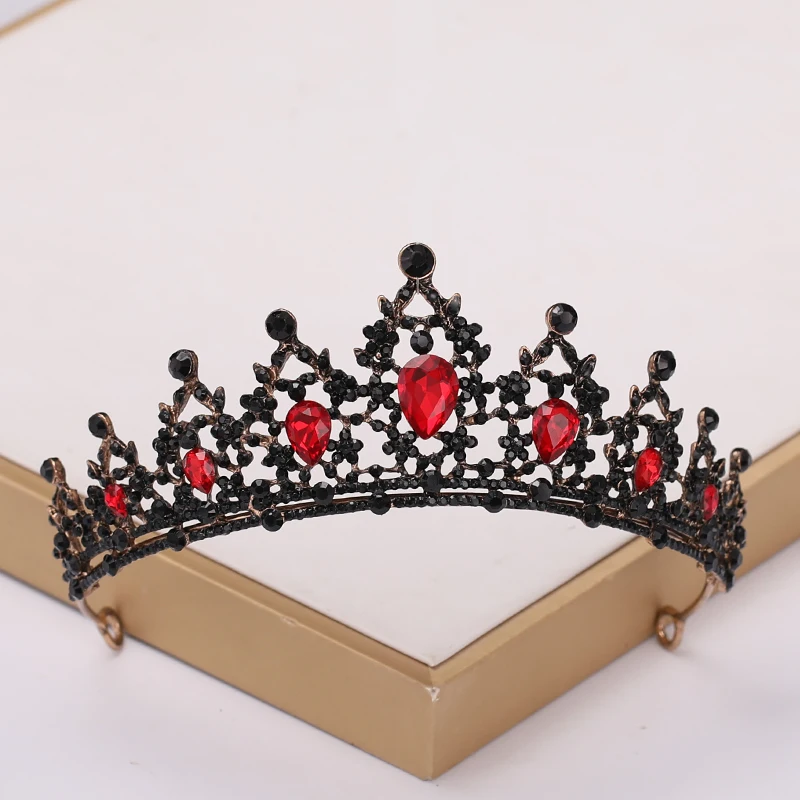 Baroque Vintage Black Tiara And Crowns Crystal Rhinestone Wedding Hair Accessories Queen Princess Crown More Design Head Jewelry