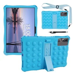 Kids Funda Case For Blackview Tab 90 WiFi 2024 10.92 inch Adjustable Multi-angle Stand Case With Shoulder Strap Soft Silicone