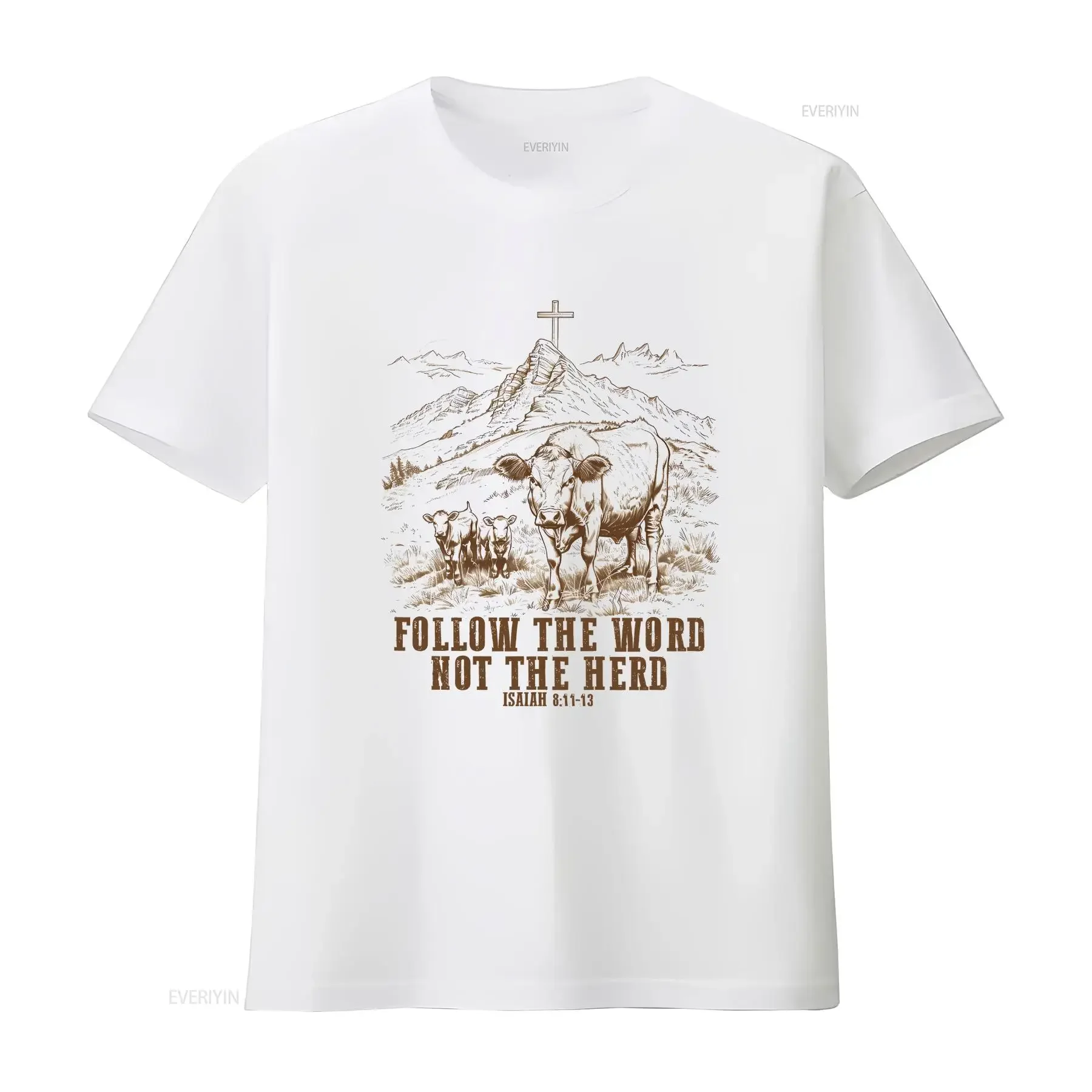 Follow the Word Not Herd Christian T Shirt Religious Country Bible Funny vintage Washed graphic Casual Breathable streetwear
