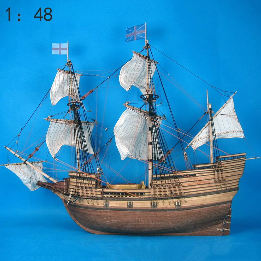 

1/48 Simulated Wooden Classical Sailboat Model Assembly Kit DIY Mayflower Model Toy Collection Gift