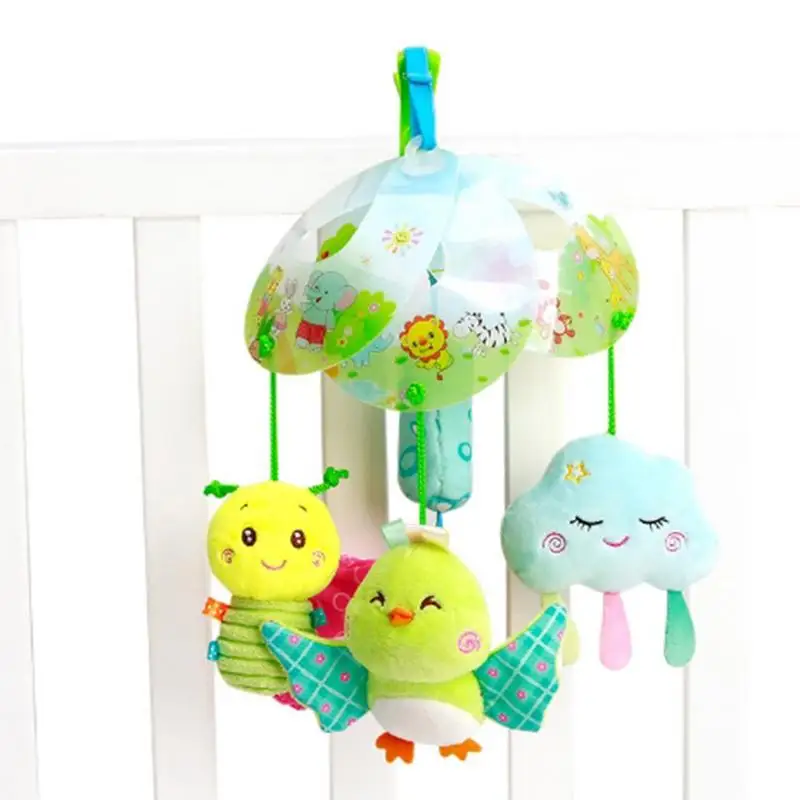 

Stroller Toys Cartoon Bird And Bee Rattle With Teether Wind Chimes Stroller Activity Toy Plush Animal Clip On Toy Soft Sensory